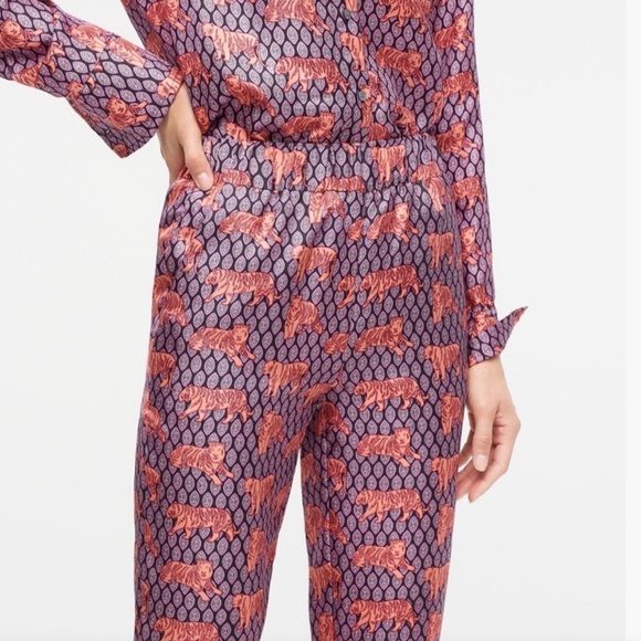 🐅 J.Crew Collection Silk “Roaming Tigers” Pants | Size 6 🐅 - Picture 2 of 6